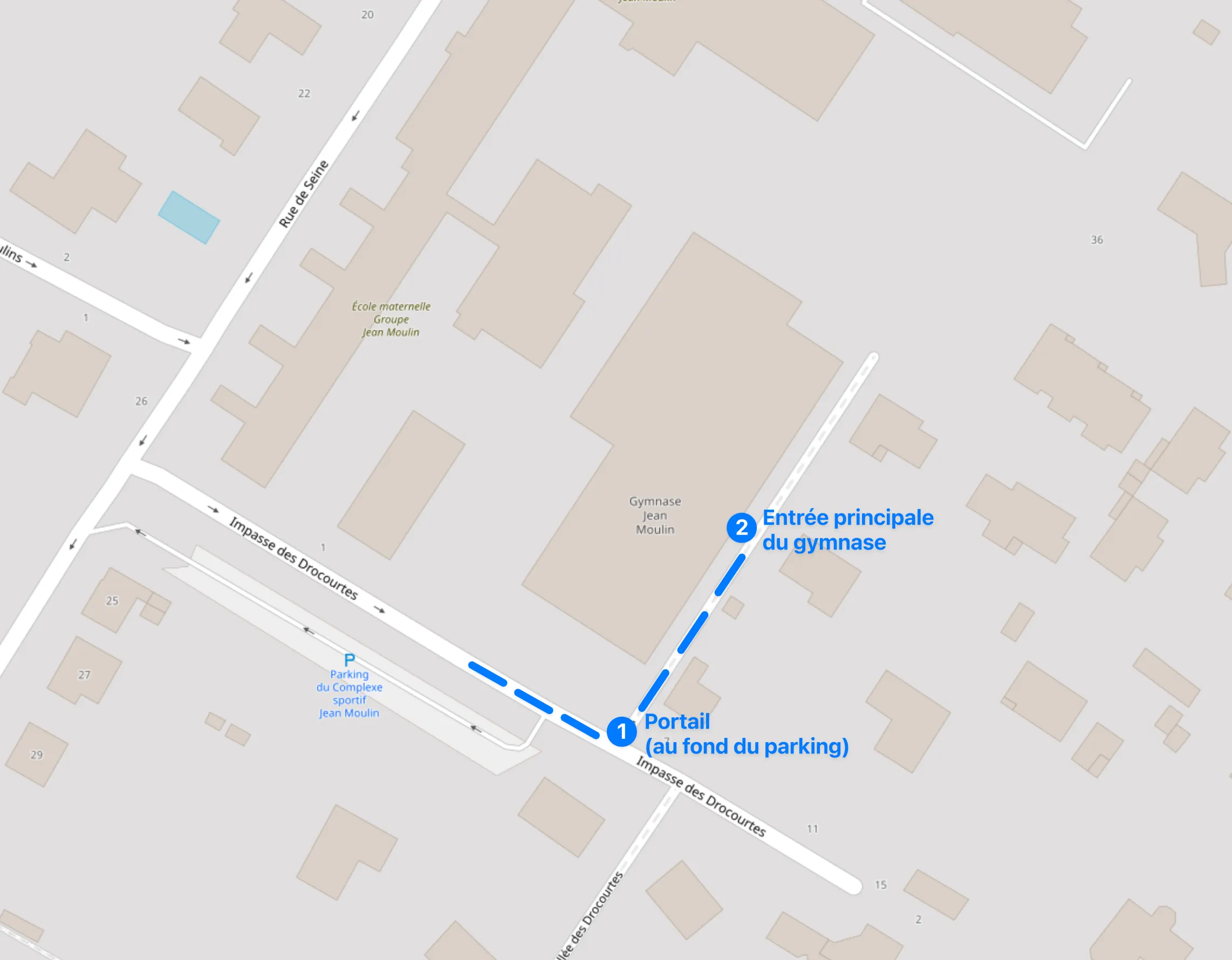 Plan d'accès jusqu'à l'entrée — Shorinji Kempo Croissy